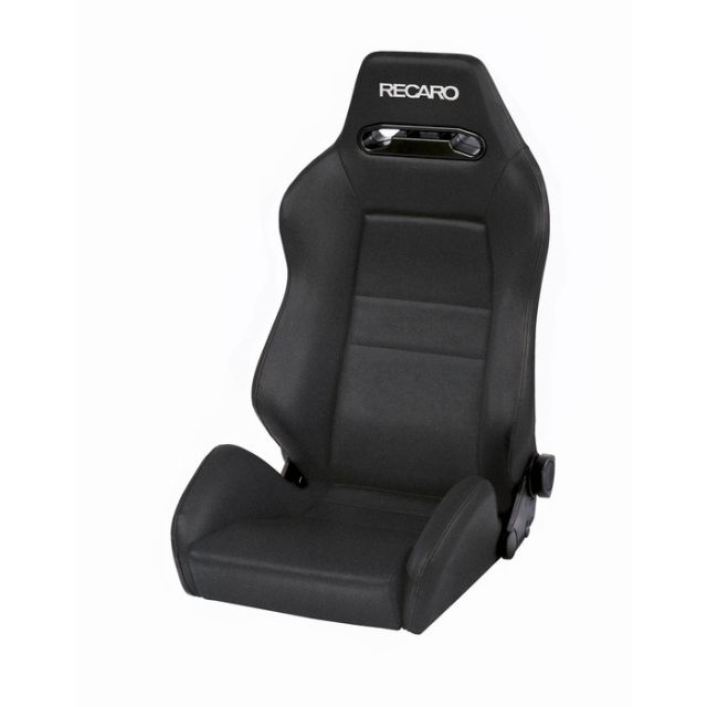 Recaro Speed Seat -Driver/Passenger Side, Black Avus Bolster, Black Avus Insert, White Logo, 3/4 Point Belt